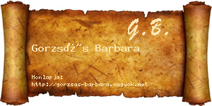 Gorzsás Barbara névjegykártya